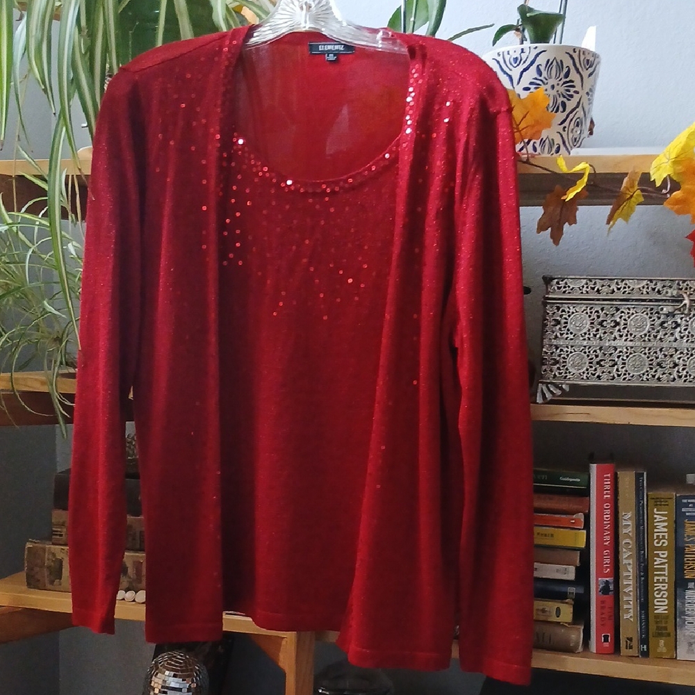 Valentines Radiant Red Sequin Blouse